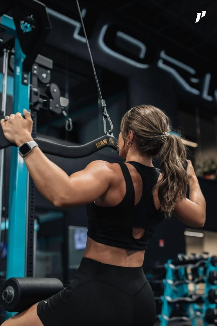 Athlete performing a lat pulldown